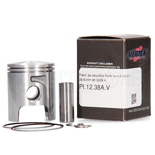 Piston de remplacement Derbi Euro 2 EBE050 / Euro 3 D50B0 d. 39.84mm VERTEX