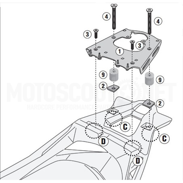 Soporte Maleta Monokey®/Monolock® Yamaha X-Max 125/300/400 (18 > 20) Givi ref: SR2150