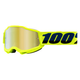 Masques Offroad 100% Accuri 2 Kids Jaune fluo - Oculaires miroirs dorés