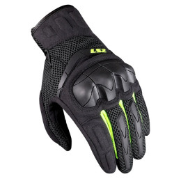 Gants d'été LS2 pour hommes Kubra noir-jaune fluo