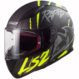 Casque intégral LS2 FF353 Rapid Raven noir mat-gris-jaune