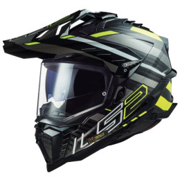 Casque de cross LS2 MX701 Explorer Edge Carbone-Noir-Jaune fluo