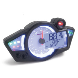 Compteur de vitesse Koso RX1N GP Style Display blanc, lumière bleue (CE)