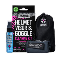 Kit de nettoyage MUC-OFF pour casques, lunettes et écrans : 35 ml de spray + chiffon + sac de transport